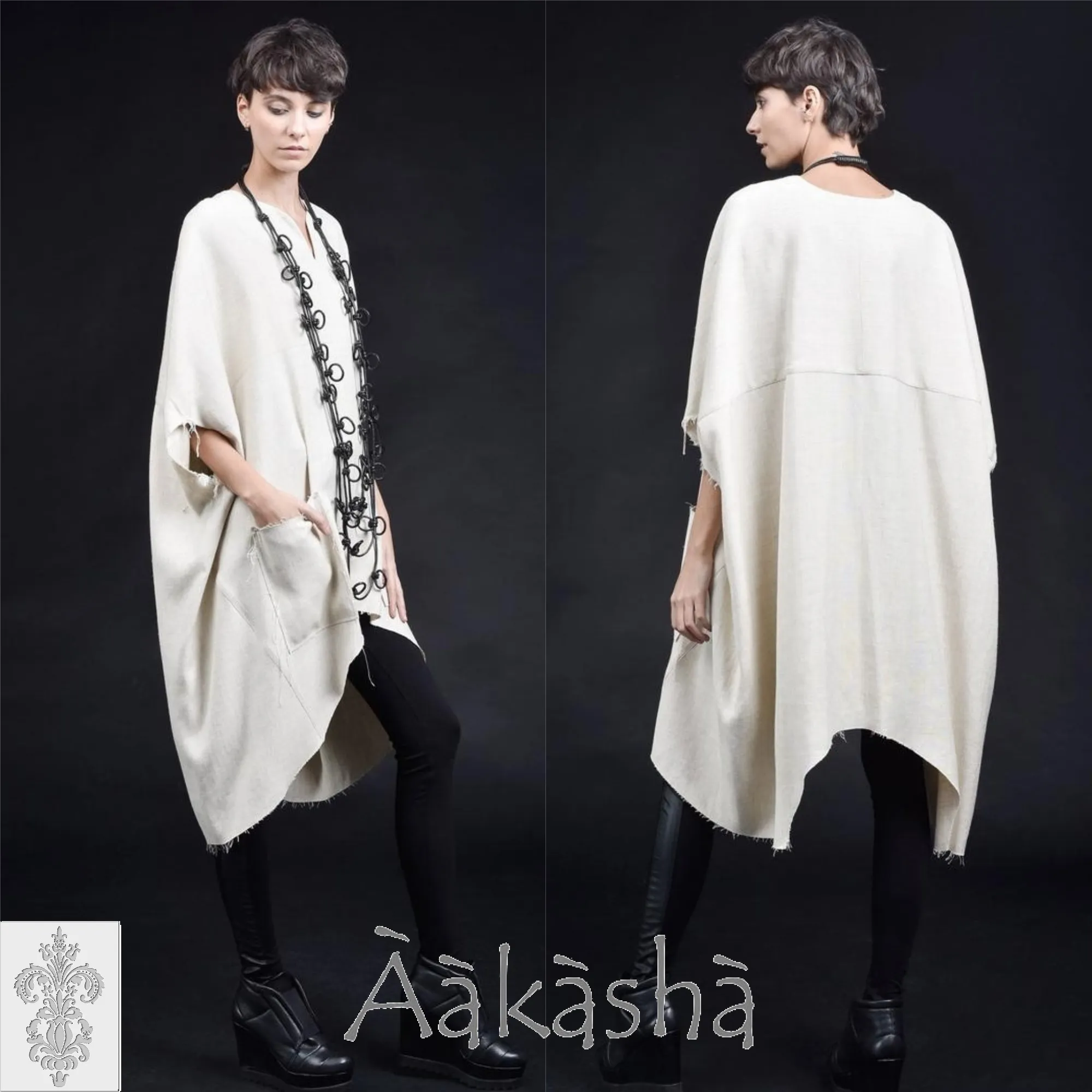 Aakasha  |Linen Plain Medium Handmade Oversized Tunics