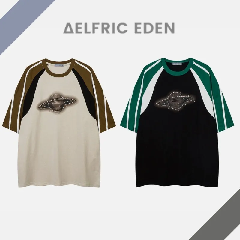 Aelfric Eden  |Crew Neck Star Unisex Street Style Cotton Short Sleeves