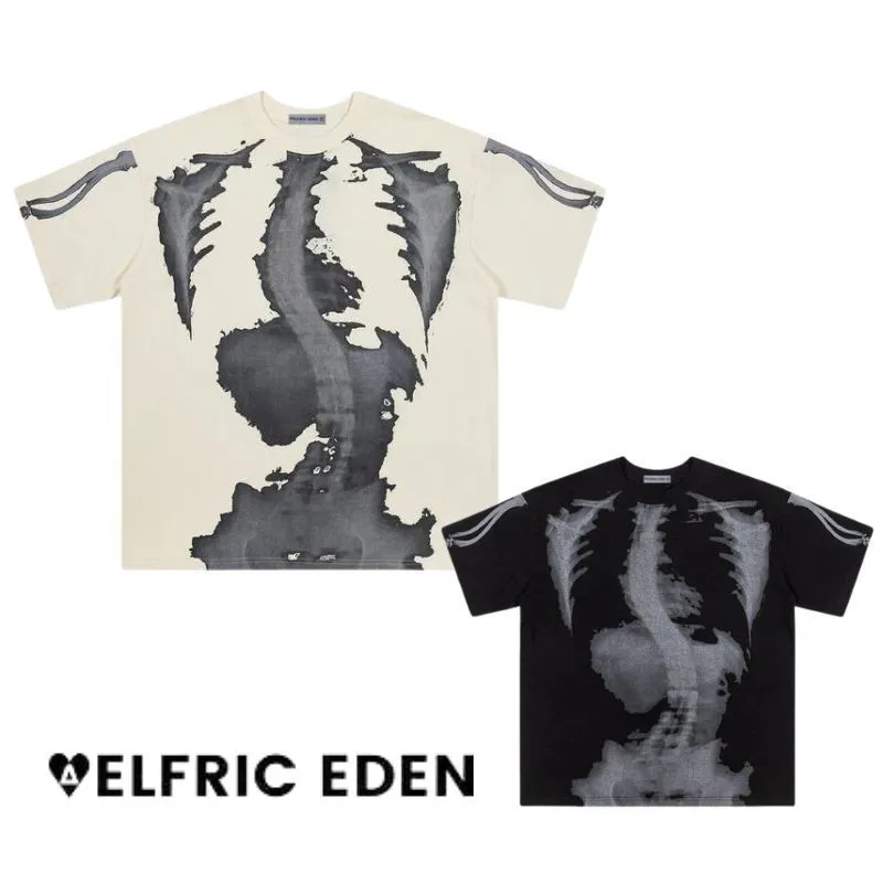 Aelfric Eden  |Skull Unisex Street Style Cotton Short Sleeves Oversized