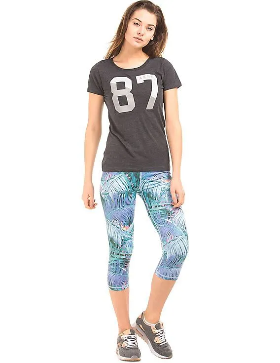 Aeropostale Tropical Print Cropped Leggings