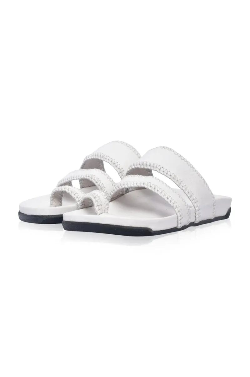 Amigo Leather Slides in Pure White