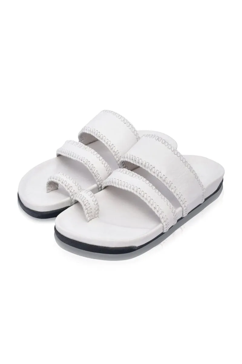 Amigo Leather Slides in Pure White