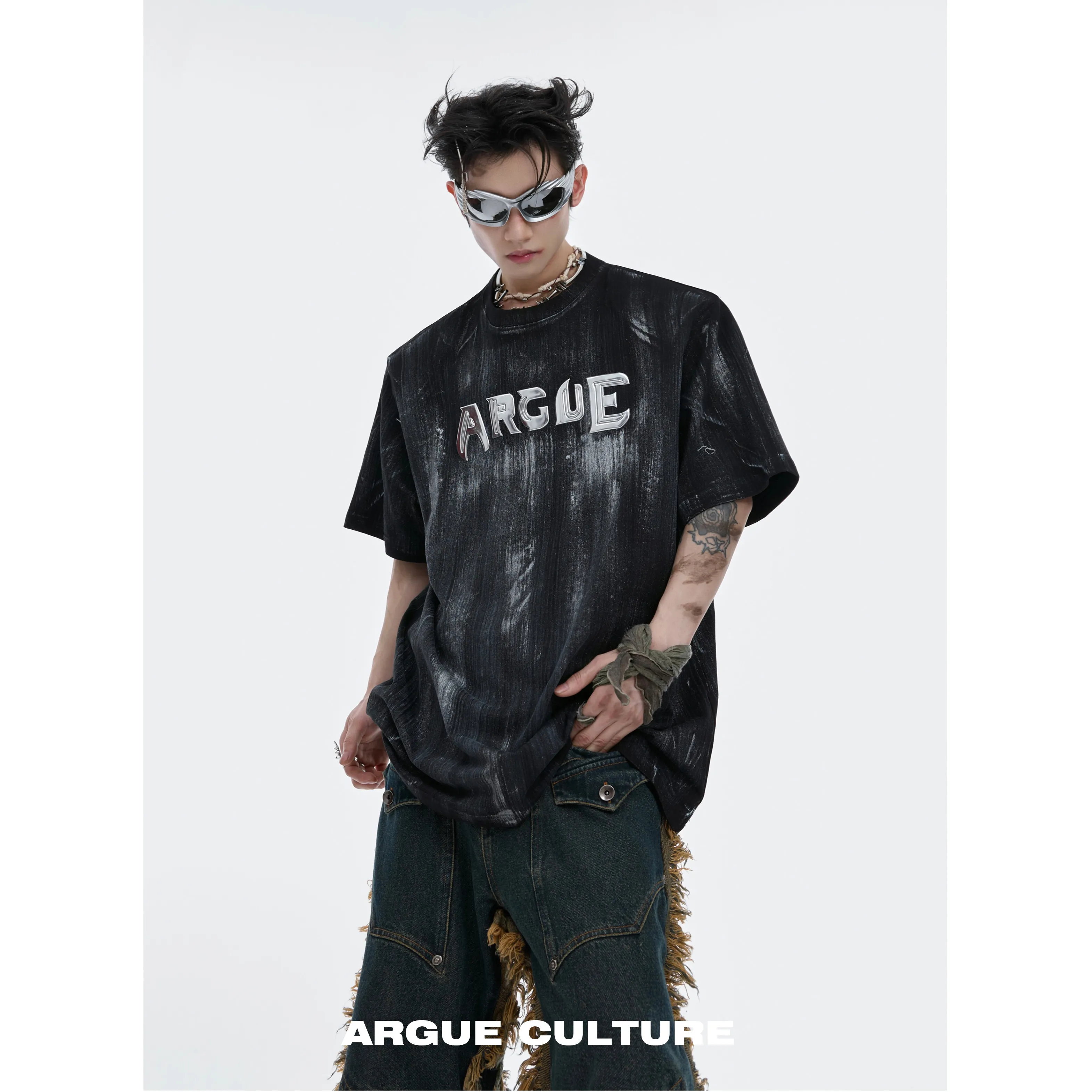 Argue Culture  |Unisex Street Style U-Neck Cotton Short Sleeves Oversized