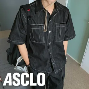 ASCLO  |Casual Style Unisex Denim Street Style Cotton Medium