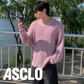 ASCLO  |Casual Style Unisex Street Style U-Neck Long Sleeves Plain