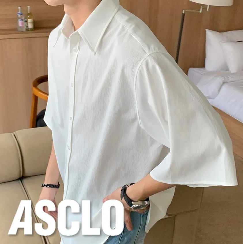 ASCLO  |Unisex Street Style Plain Short Sleeves Oversized Shirts