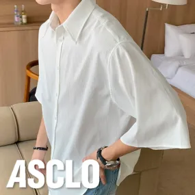 ASCLO  |Unisex Street Style Plain Short Sleeves Oversized Shirts