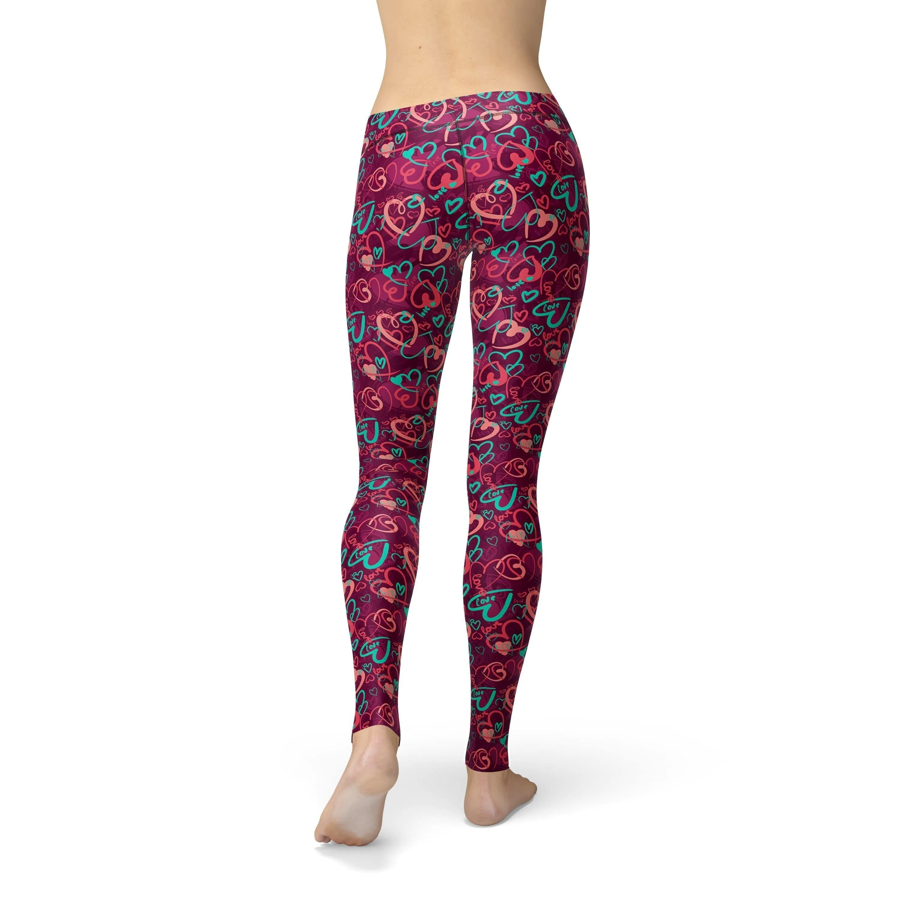 Avery Magenta Hearts Leggings