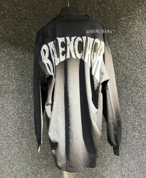 BALENCIAGA  |24SS LOGO BLACK 1-4 SIZE T-SHIRTS