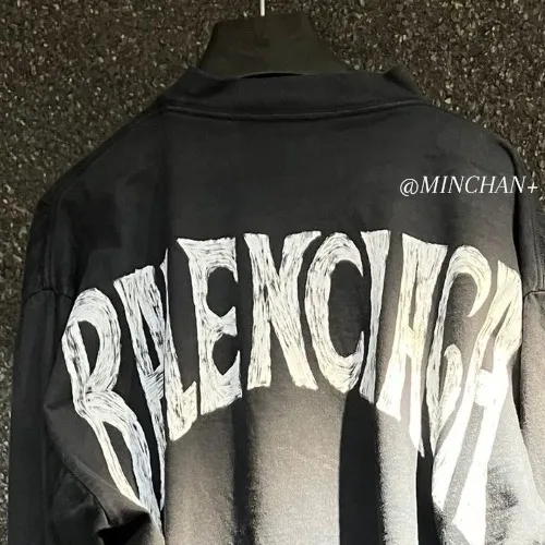 BALENCIAGA  |24SS LOGO BLACK 1-4 SIZE T-SHIRTS