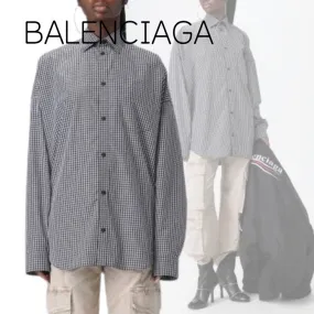 BALENCIAGA  |Gingham Casual Style Unisex Street Style Long Sleeves