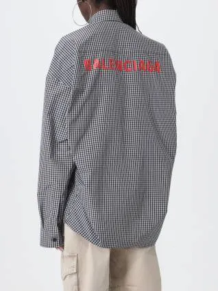 BALENCIAGA  |Gingham Casual Style Unisex Street Style Long Sleeves