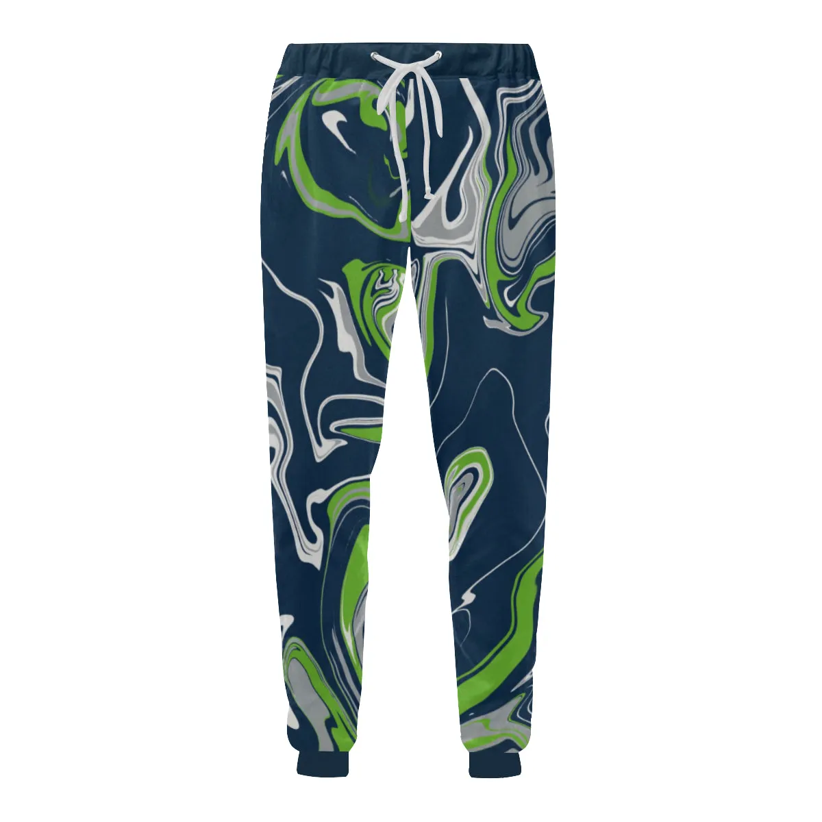 Blue Green Grey and White Oil Slick Men's Big & Tall All Over Print Jogger Sweatpants