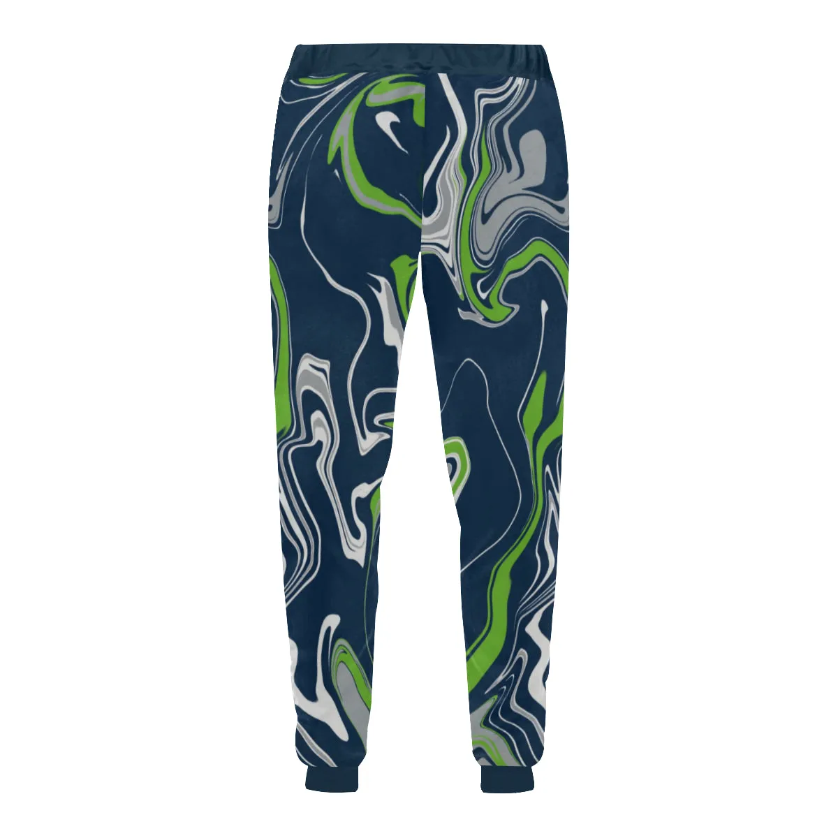 Blue Green Grey and White Oil Slick Men's Big & Tall All Over Print Jogger Sweatpants