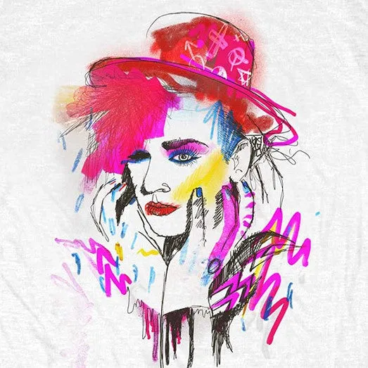 Boy George Drawn on White T-Shirt