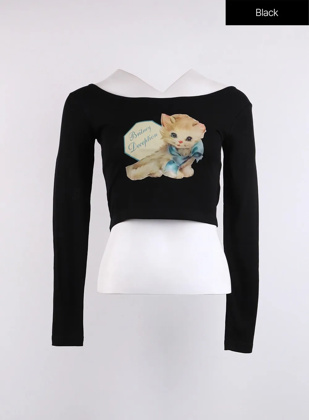 Cat Print Long Sleeve Tee CJ425