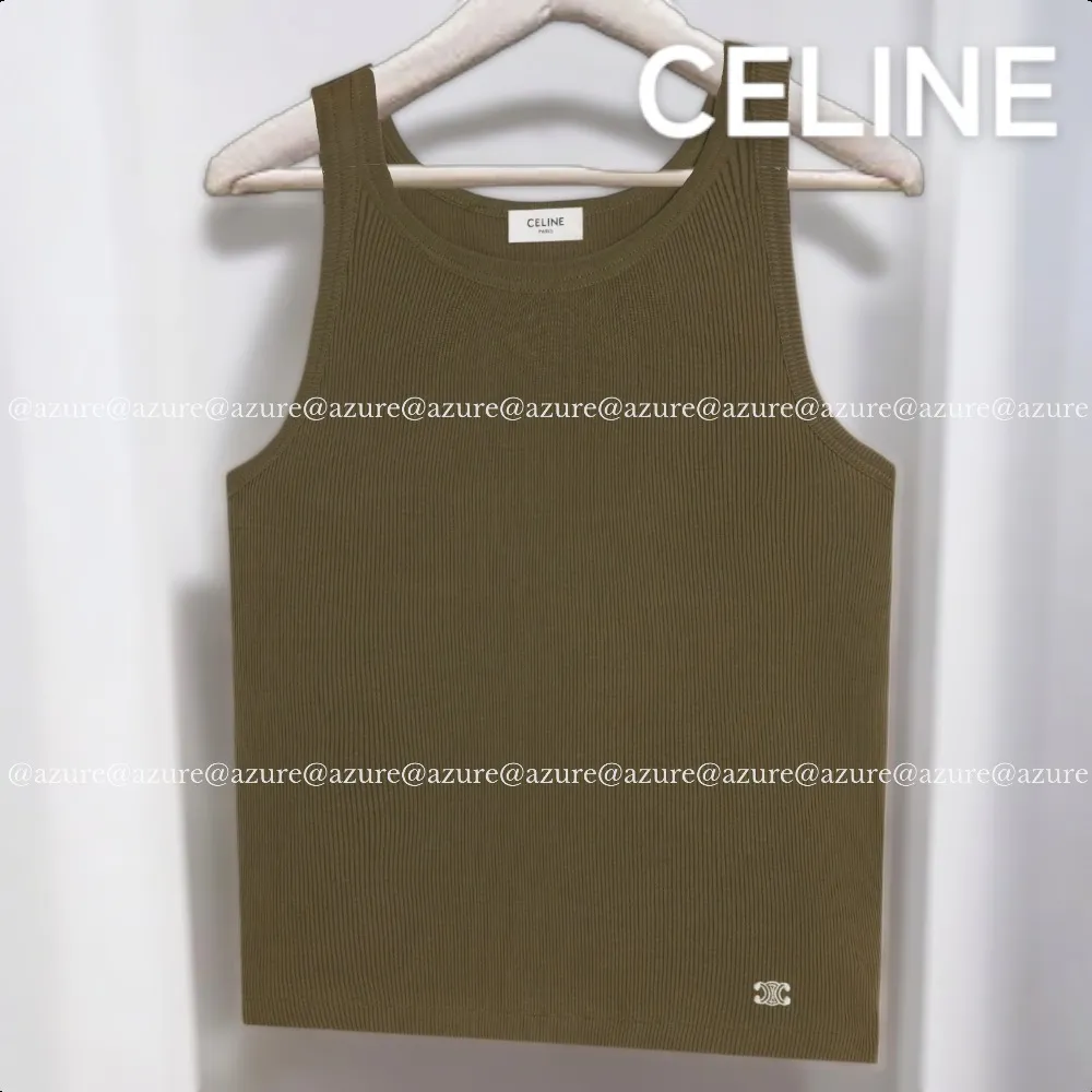 CELINE  |triomphe tank top in ribbed silk jersey