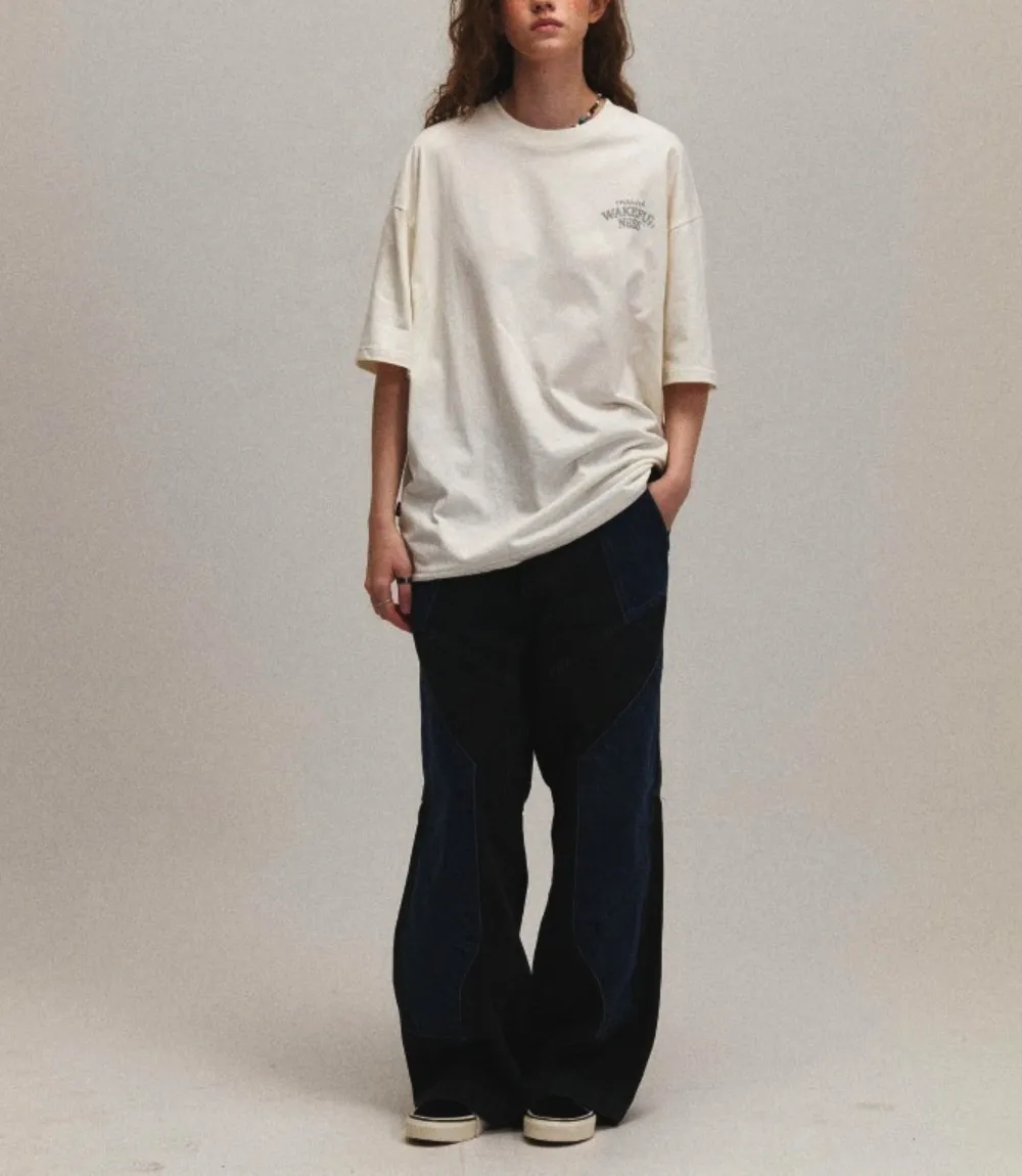 COMPAGNO  |Unisex U-Neck Cotton Oversized T-Shirts