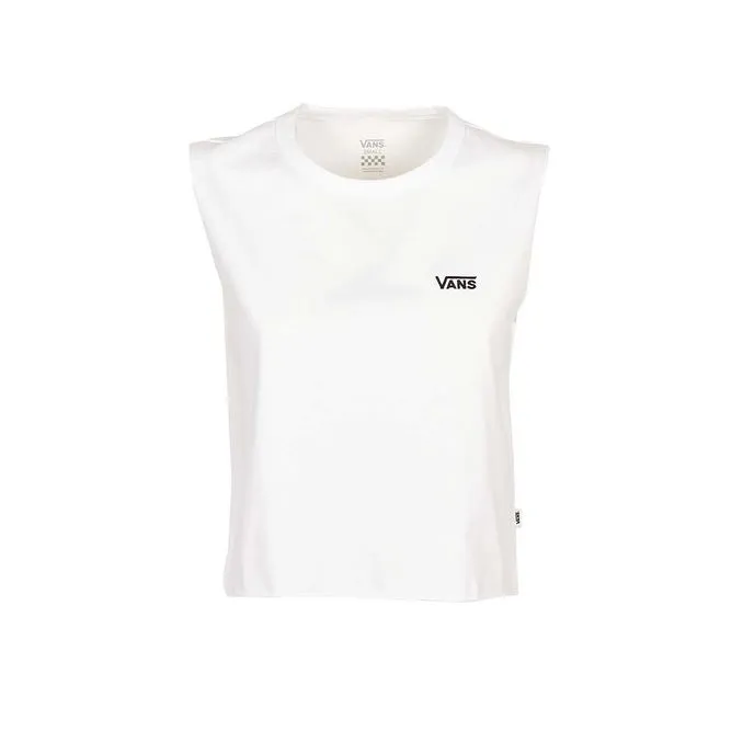 CROP TANK WITH SMALL EMBROIDERED LOGO Woman White