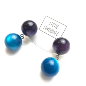 Deep Purple and Capri Blue Moonglow Lollipop Drop Earrings