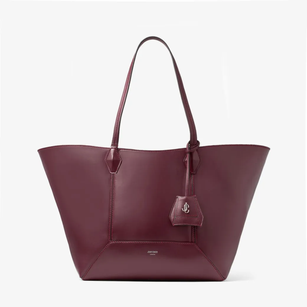 Diamond Tote/M Garnet Calf Leather Tote Bag