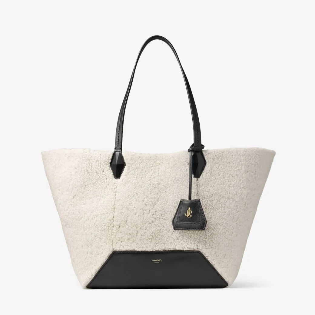 Diamond Tote/M Natural Shearling Tote Bag