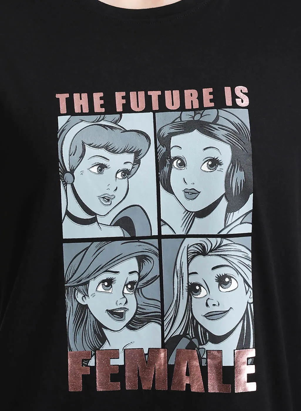 Disney Princesses Foil Print Slogan Tee