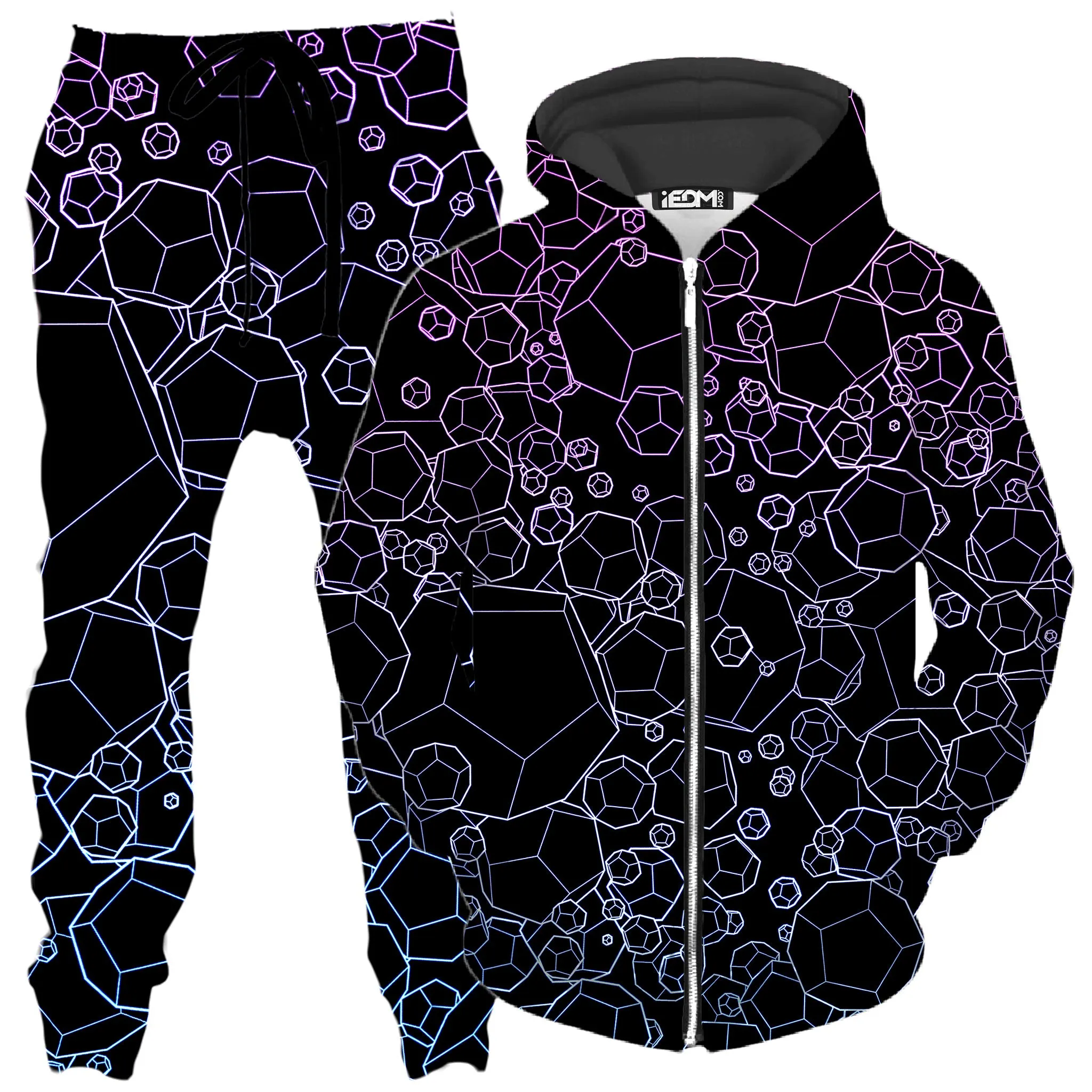 Dodecahedron Madness Cold Zip-Up Hoodie and Joggers Combo