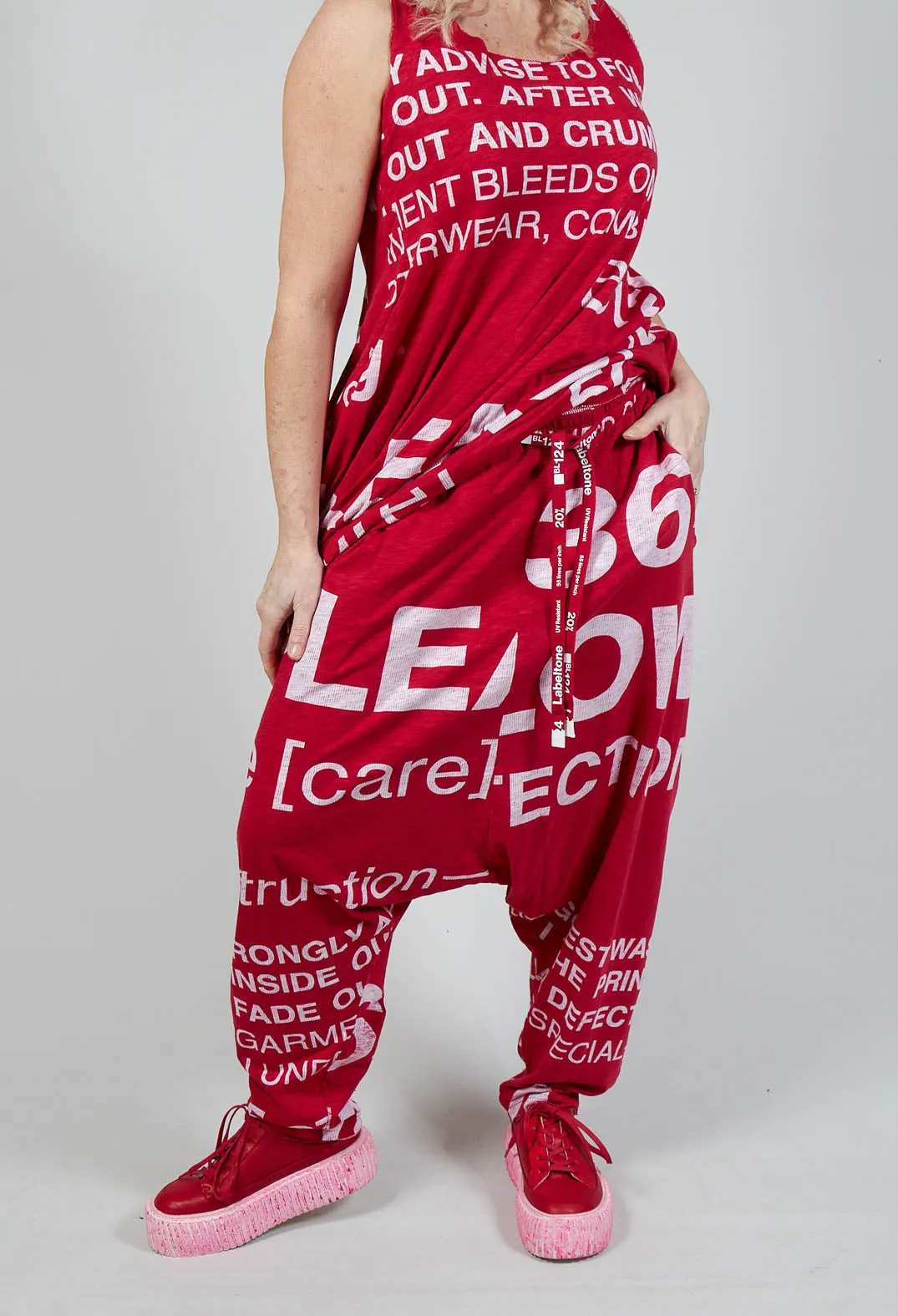 Drop Crotch Jersey Joggers in Chili Print