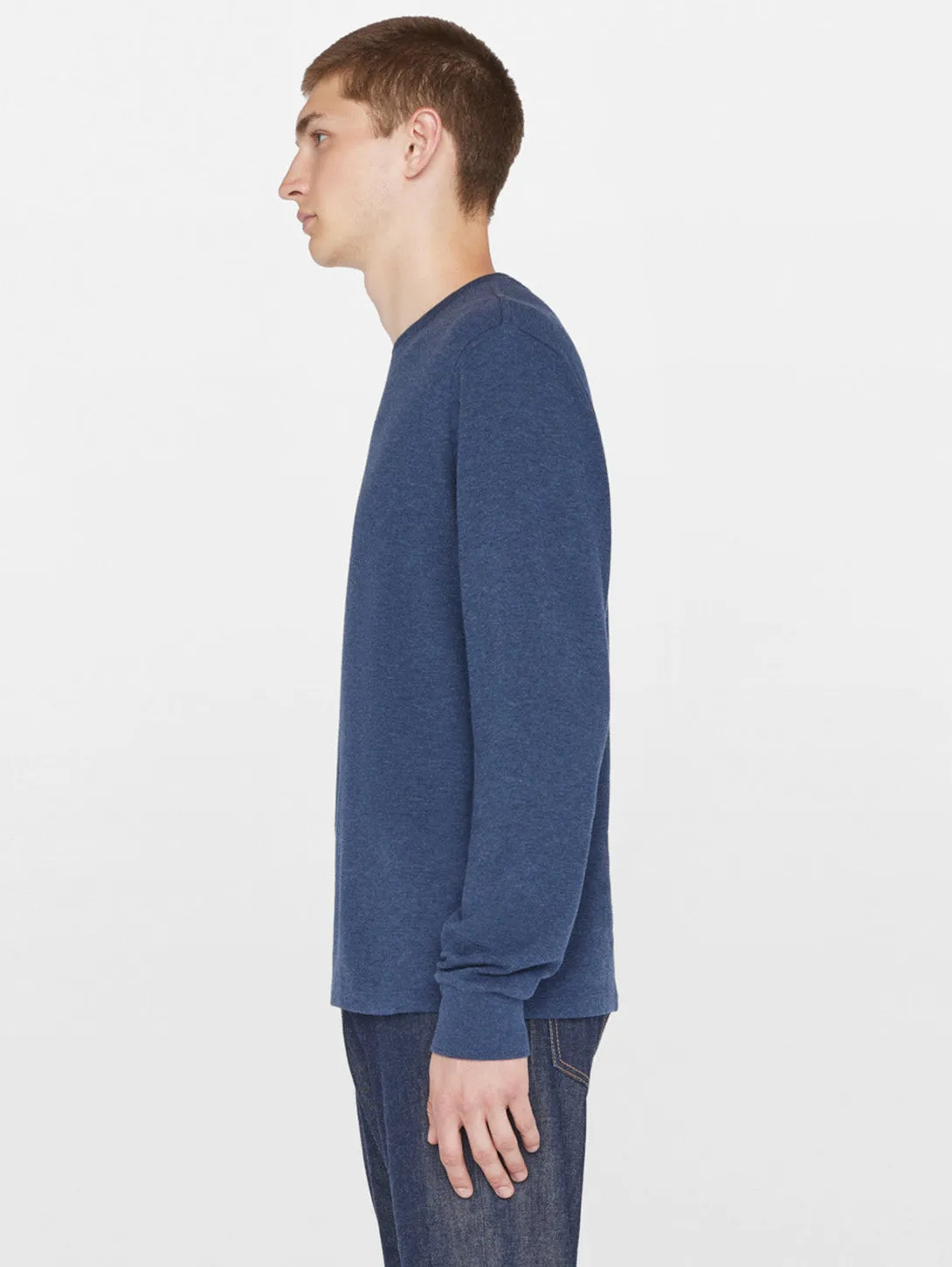 Duo Fold Long Sleeve Crew Top - Heather Midnight Navy