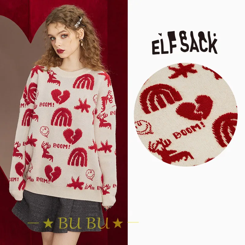 ELF SACK  |Crew Neck Casual Style Unisex Blended Fabrics Long Sleeves