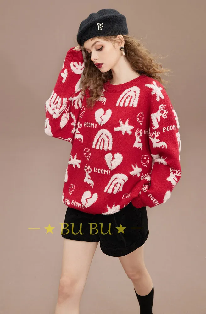 ELF SACK  |Crew Neck Casual Style Unisex Blended Fabrics Long Sleeves