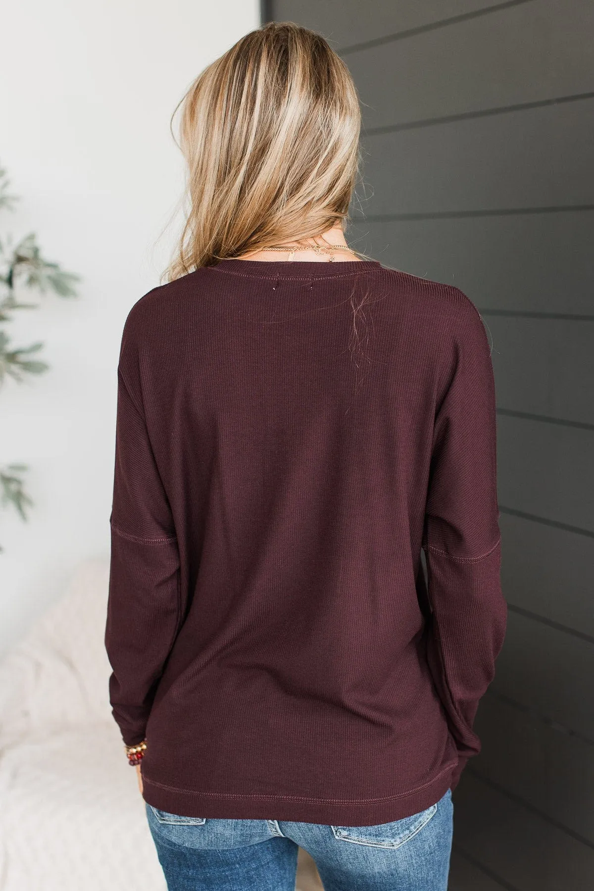 Express It All Knit Pullover Top- Dark Plum