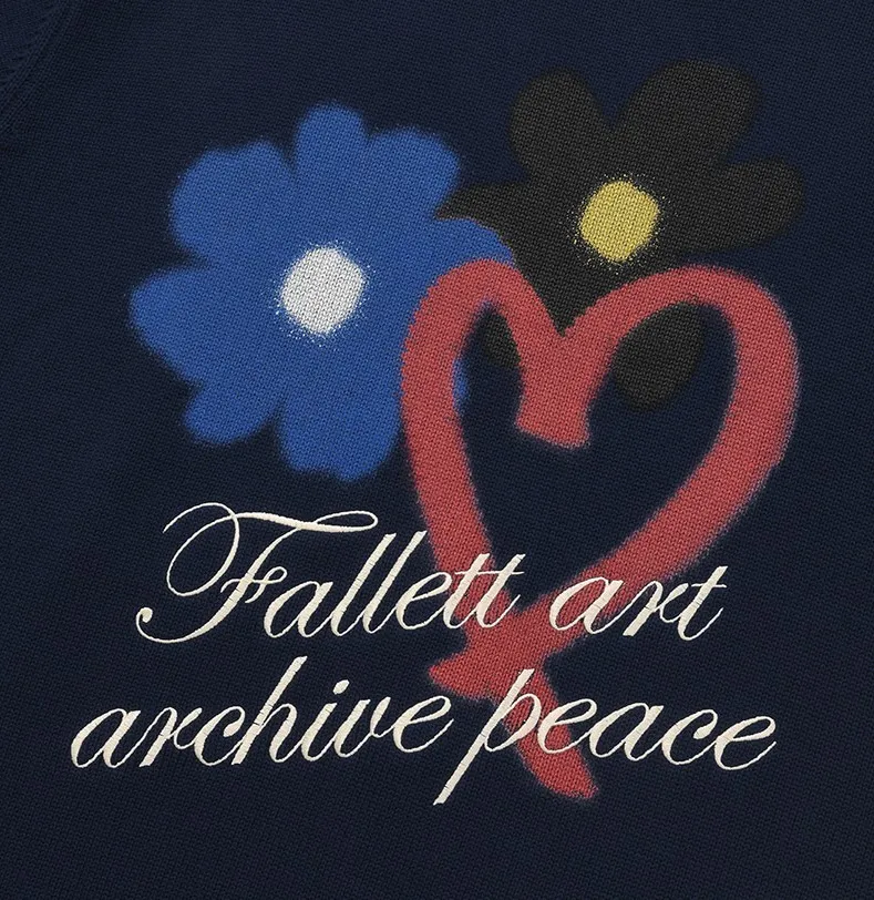 Fallett  |Crew Neck Heart Flower Patterns Unisex Street Style U-Neck