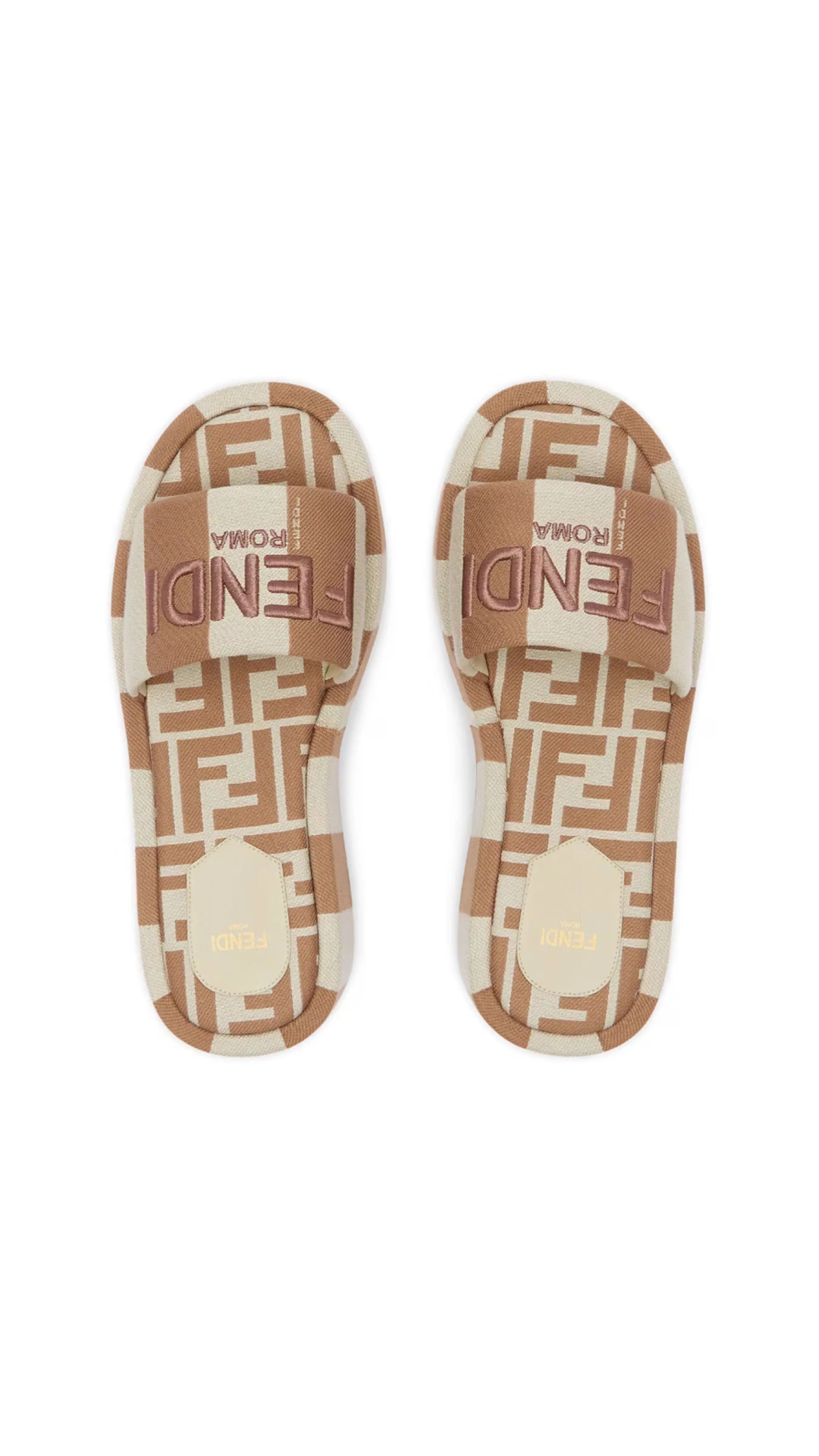 Fendi Sunshine Platform Slides - Beige/White