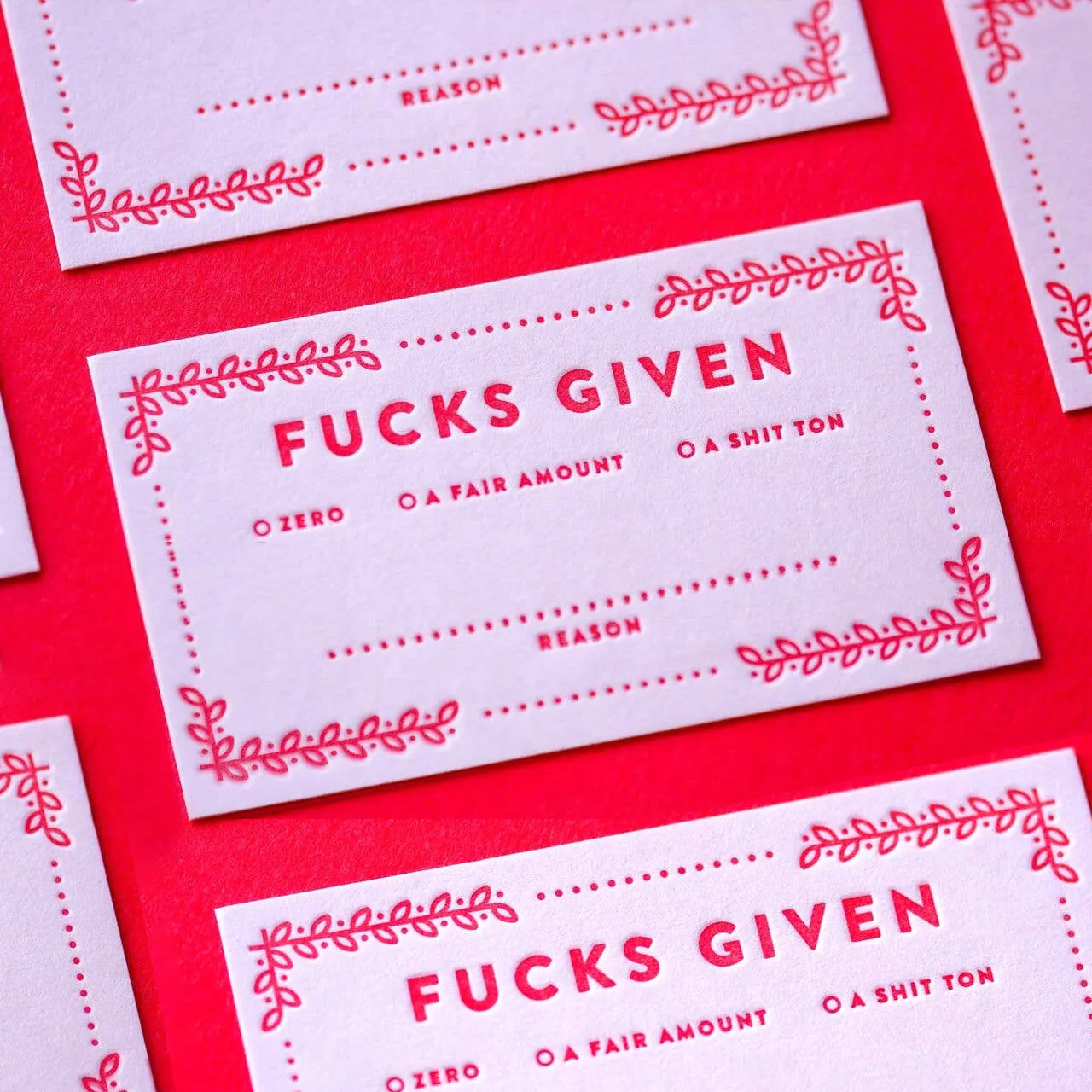 Fucks Given Calling Card Set