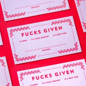 Fucks Given Calling Card Set