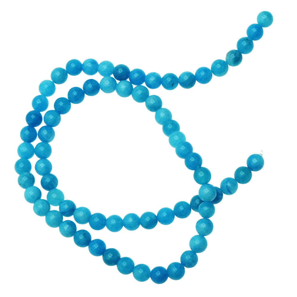 Gemstone Beads, Candy Jade, Round 6mm, Capri Blue (15.5 Inch Strand)