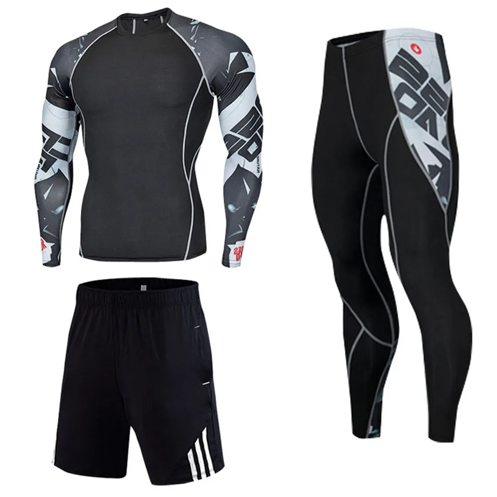 Ghost 3 Long Sleeve No Gi BJJ Compression Rash Guard, Leggings & Shorts for Jiu Jitsu, MMA, Grappling & Wrestling Kit