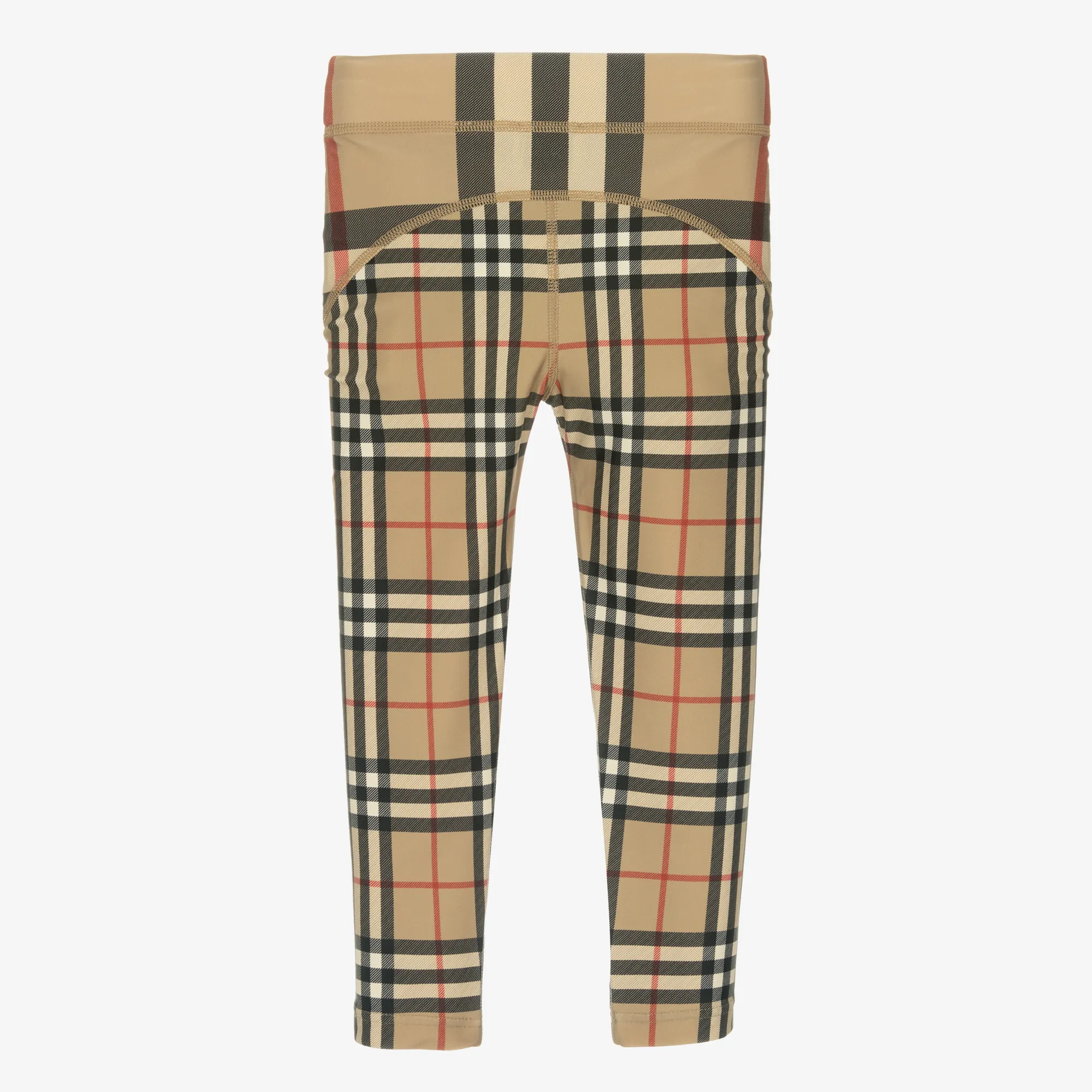 Girls Beige Check Leggings