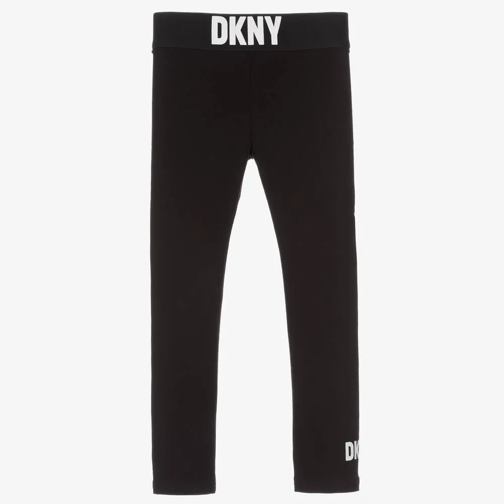 Girls Black Logo Leggings