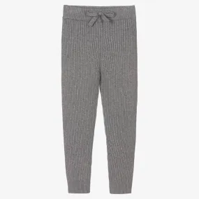 Girls Grey Ribbed Leggings