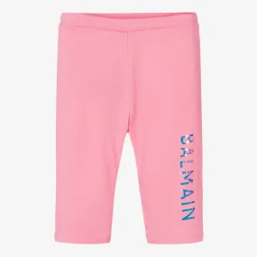 Girls Pink Cotton Balmain Leggings