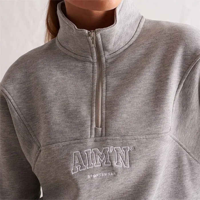 Grey Melange College Half Zip | Hoodies & Crews | Stirling Sports