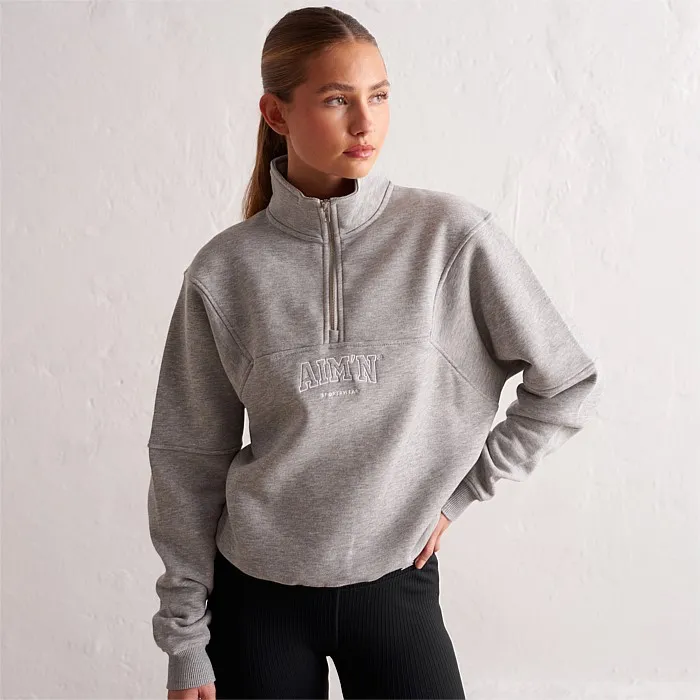 Grey Melange College Half Zip | Hoodies & Crews | Stirling Sports