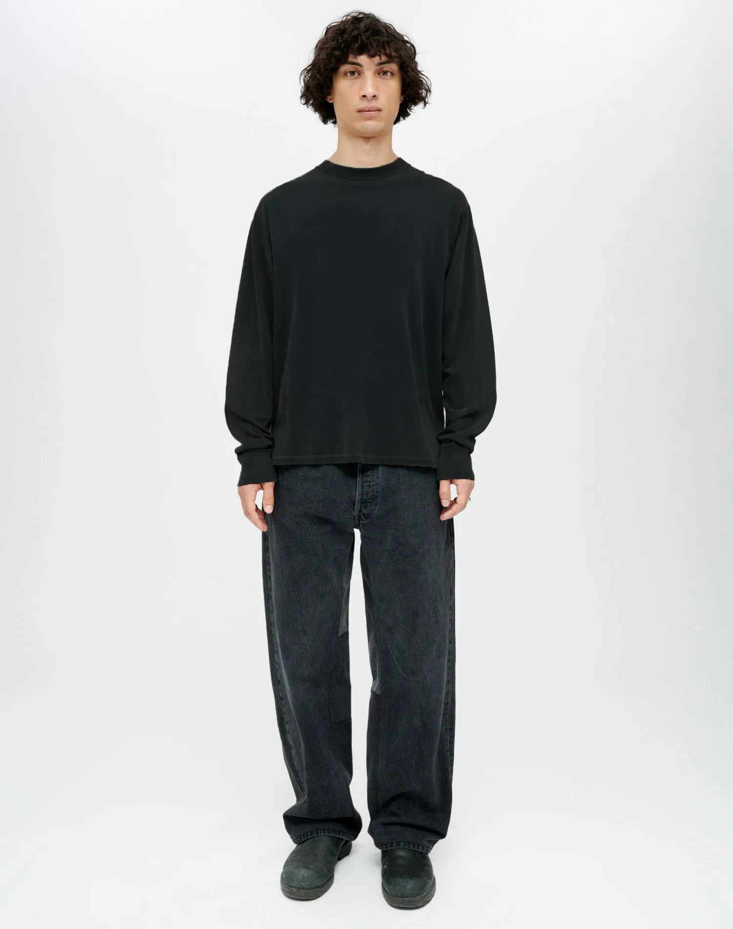 Hanes Loose Long Sleeve Tee - Aged Black