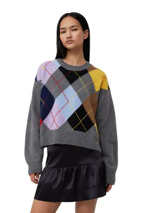 HARLEQUIN WOOL MIX OVERSIZED SWEATER