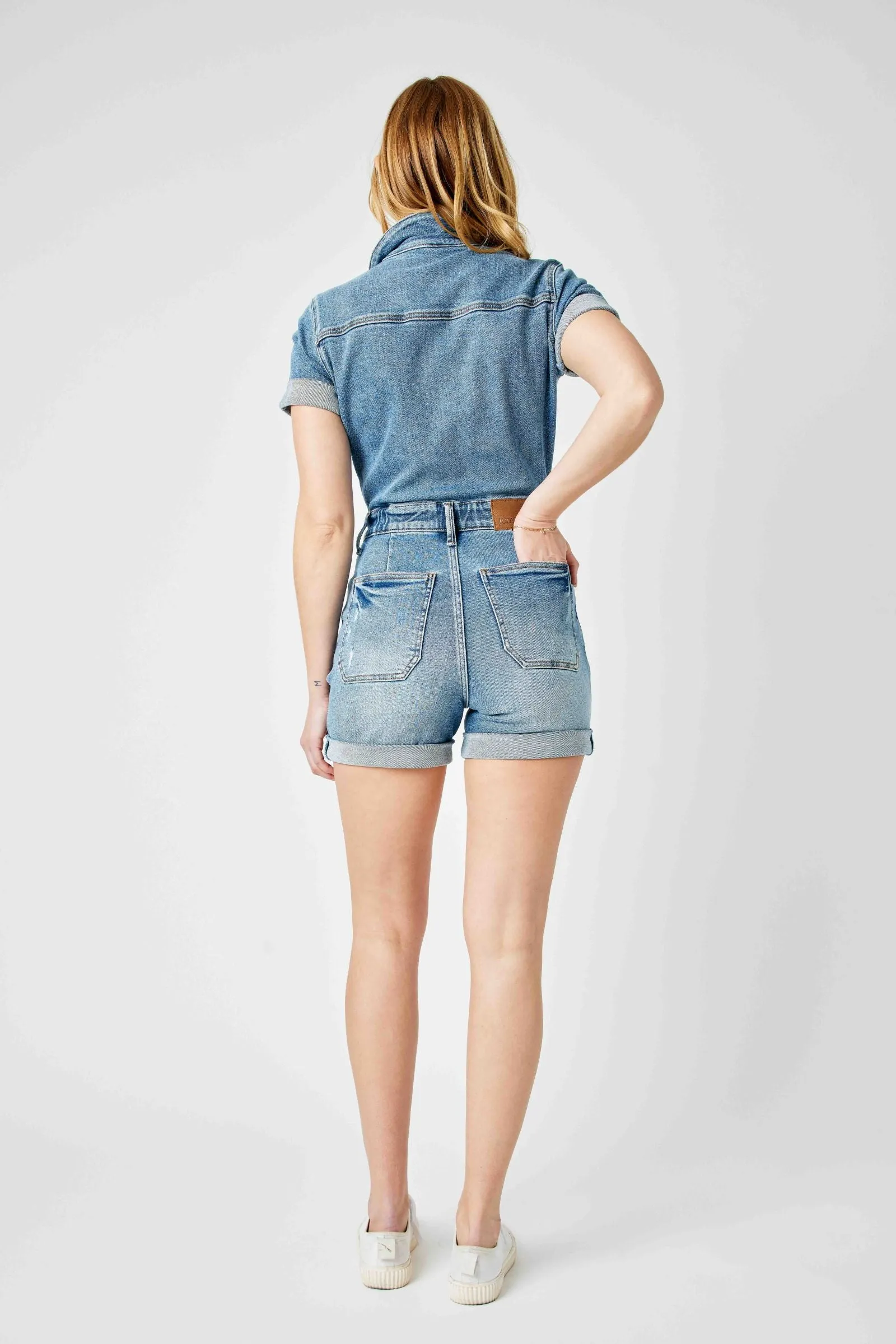 High Waist Short Sleeve Romper