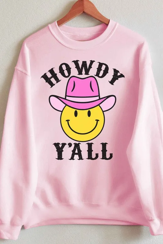 HOWDY YALL SMILEY GRAPHIC SWEATSHIRT PLUS SIZE