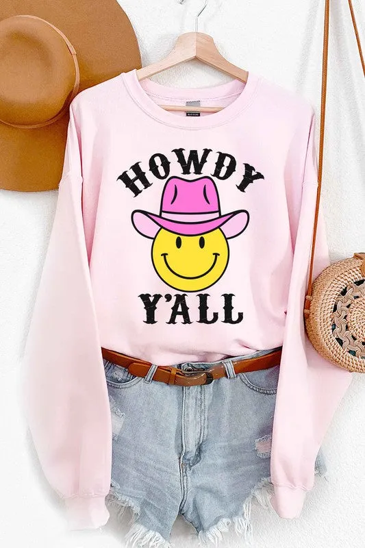 HOWDY YALL SMILEY GRAPHIC SWEATSHIRT PLUS SIZE